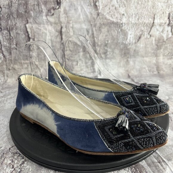 Meher Kakalia Hand Embroidered Burma Bollywood Ballerina Ballet Flats Size 40 - Picture 1 of 7